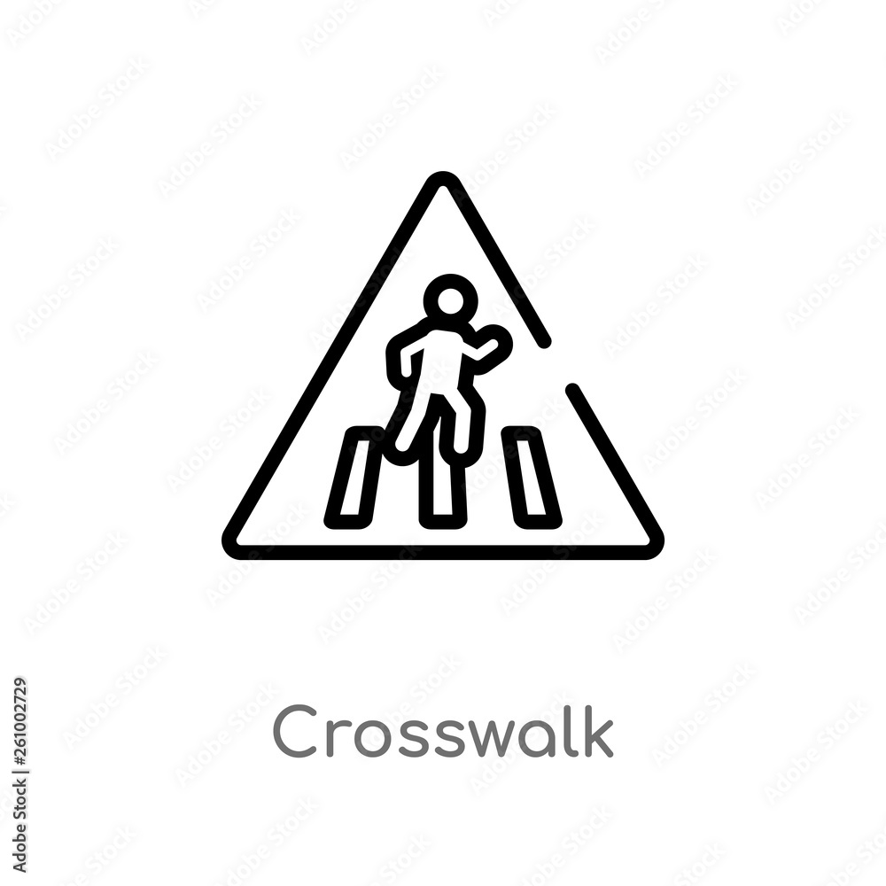 outline crosswalk vector icon. isolated black simple line element illustration from signs concept. editable vector stroke crosswalk icon on white background outline crosswalk vector icon. isolated black simple line element illustration from signs concept. editable vector stroke crosswalk icon on white background