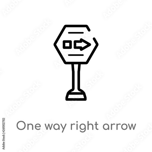 outline one way right arrow vector icon. isolated black simple line element illustration from signs concept. editable vector stroke one way right arrow icon on white background