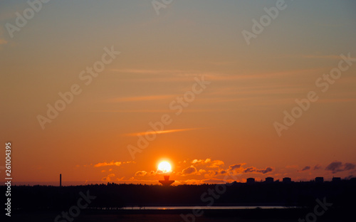 The first day of the new year concept: impressive and amazing morning sunrise over the sea in Helsinki, Finland, Europe