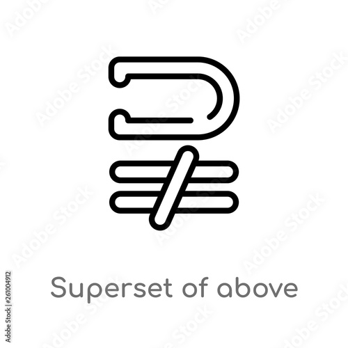 outline superset of above not equal to vector icon. isolated black simple line element illustration from signs concept. editable vector stroke superset of above not equal to icon on white background