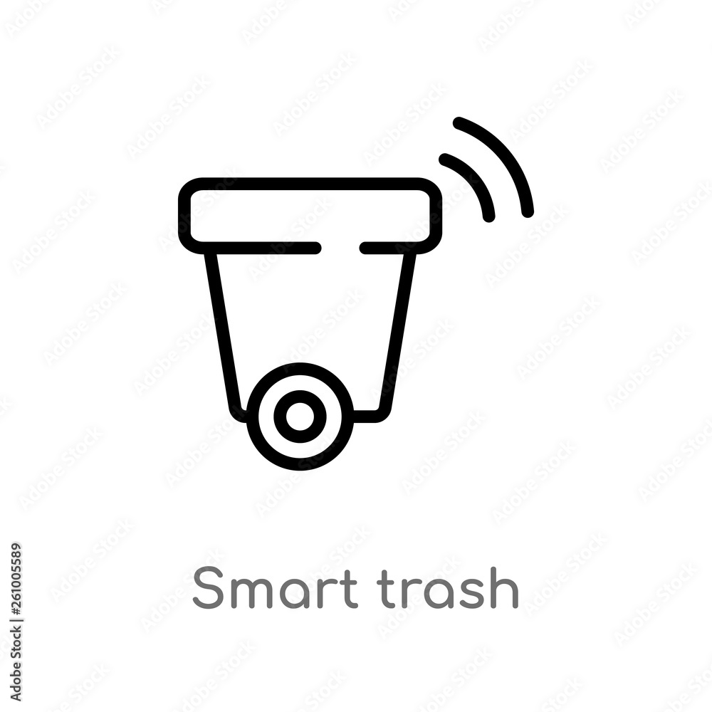 outline smart trash vector icon. isolated black simple line element illustration from smart home concept. editable vector stroke smart trash icon on white background