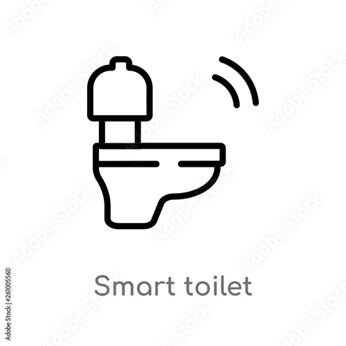 outline smart toilet vector icon. isolated black simple line element illustration from smart home concept. editable vector stroke smart toilet icon on white background