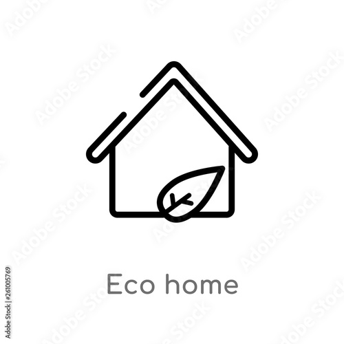 outline eco home vector icon. isolated black simple line element illustration from smart house concept. editable vector stroke eco home icon on white background