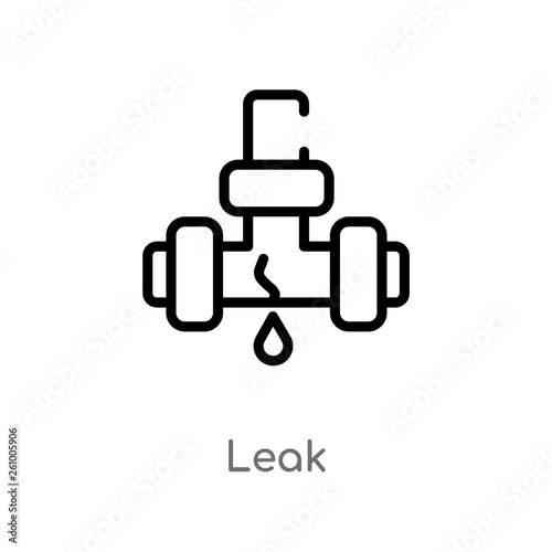 outline leak vector icon. isolated black simple line element illustration from smart house concept. editable vector stroke leak icon on white background