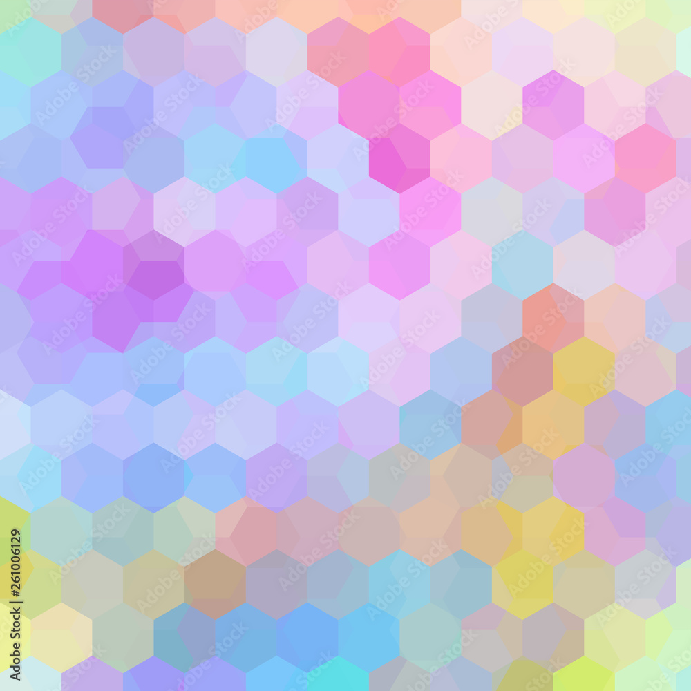 Background made of pastel colorful hexagons. Square composition with geometric shapes. Eps 10