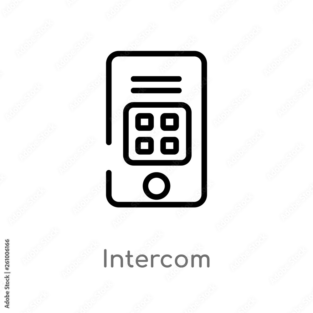 outline intercom vector icon. isolated black simple line element illustration from smart house concept. editable vector stroke intercom icon on white background outline intercom vector icon. isolated black simple line element illustration from smart house concept. editable vector stroke intercom icon on white background