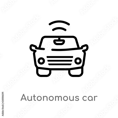 outline autonomous car vector icon. isolated black simple line element illustration from smart house concept. editable vector stroke autonomous car icon on white background