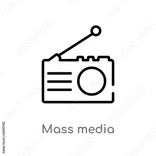 outline mass media vector icon. isolated black simple line element illustration from social media marketing concept. editable vector stroke mass media icon on white background