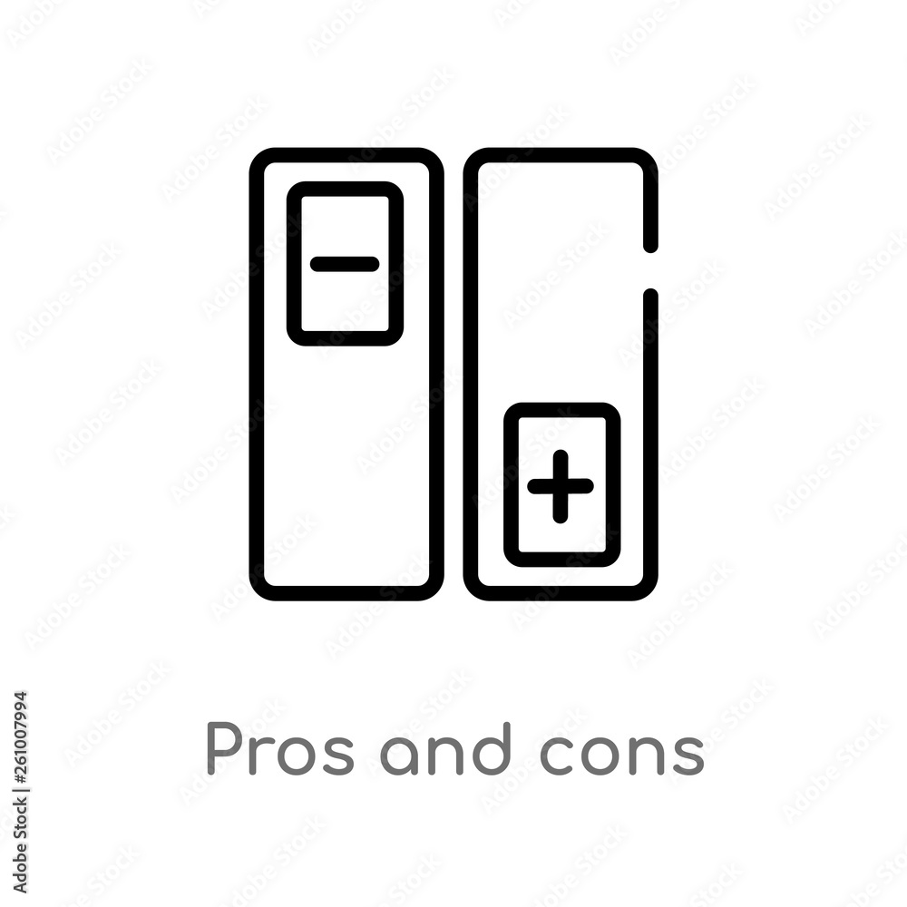 outline pros and cons vector icon. isolated black simple line element illustration from social concept. editable vector stroke pros and cons icon on white background outline pros and cons vector icon. isolated black simple line element illustration from social concept. editable vector stroke pros and cons icon on white background