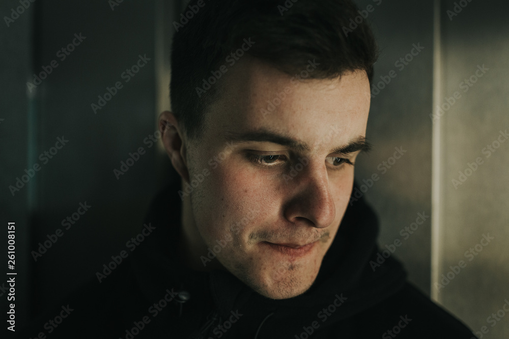 Close up portrait of young female. Moody scenery. Close up portrait of young female. Moody scenery.