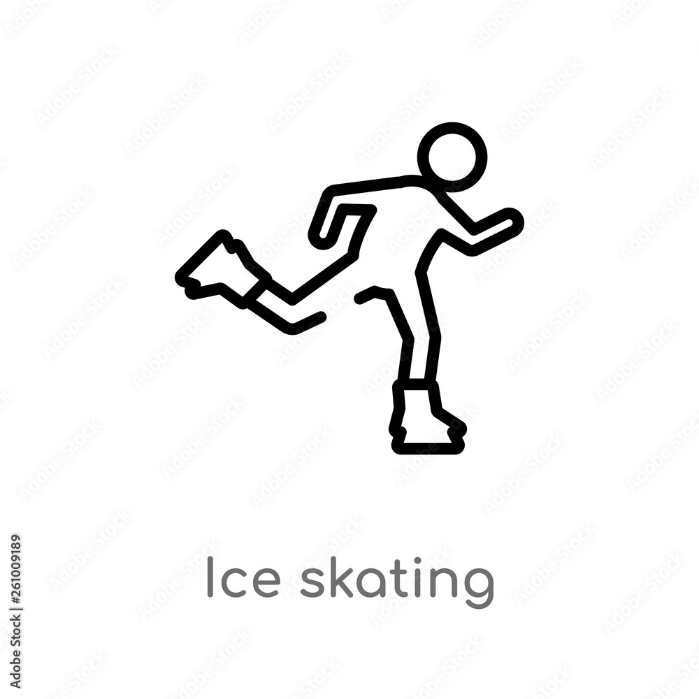 outline ice skating vector icon. isolated black simple line element illustration from sports concept. editable vector stroke ice skating icon on white background