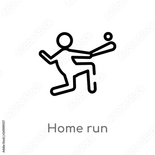 outline home run vector icon. isolated black simple line element illustration from sports concept. editable vector stroke home run icon on white background