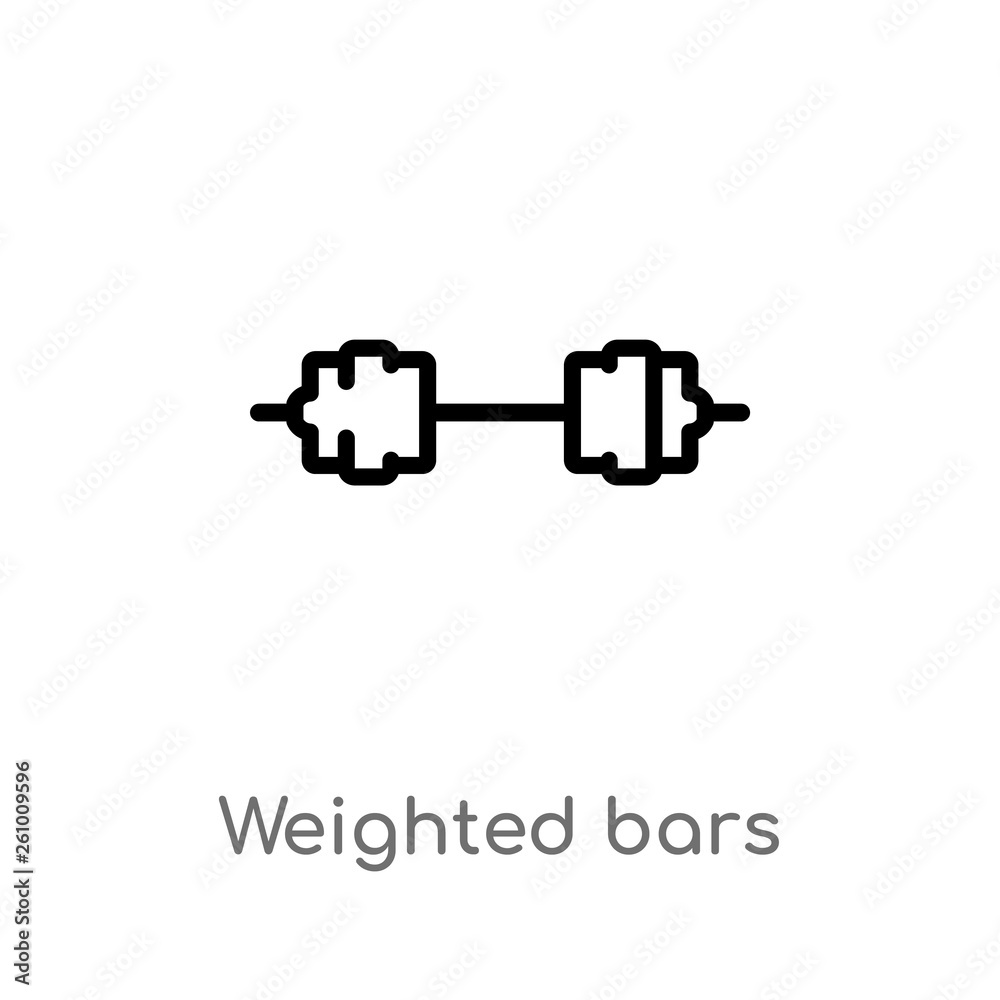 outline weighted bars vector icon. isolated black simple line element illustration from sports concept. editable vector stroke weighted bars icon on white background outline weighted bars vector icon. isolated black simple line element illustration from sports concept. editable vector stroke weighted bars icon on white background
