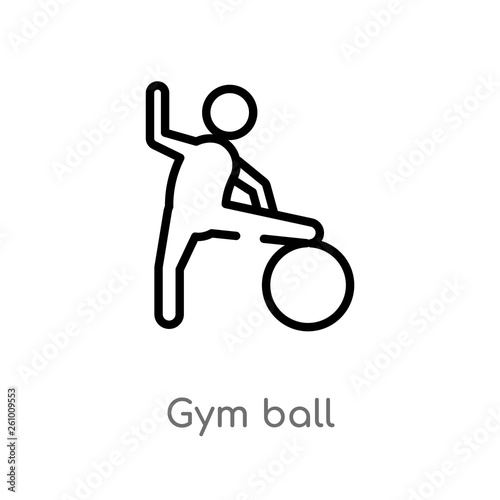 outline gym ball vector icon. isolated black simple line element illustration from sports concept. editable vector stroke gym ball icon on white background