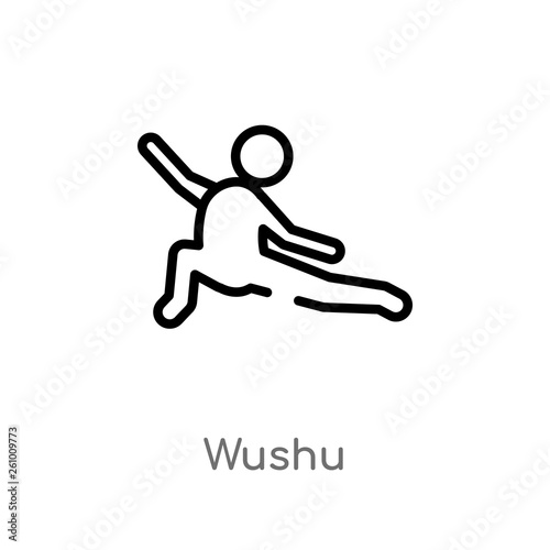 outline wushu vector icon. isolated black simple line element illustration from sports concept. editable vector stroke wushu icon on white background © zaurrahimov