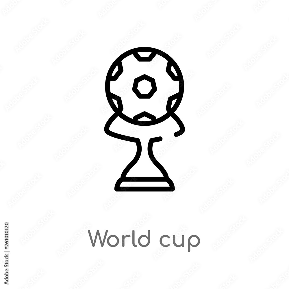 outline world cup vector icon. isolated black simple line element illustration from sports concept. editable vector stroke world cup icon on white background outline world cup vector icon. isolated black simple line element illustration from sports concept. editable vector stroke world cup icon on white background