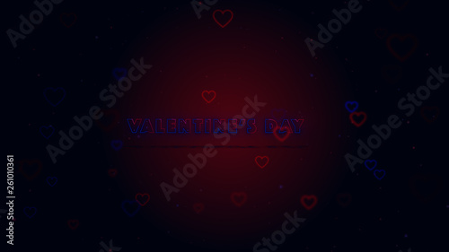 Happy Valentine's Day Little hearts are on dark background with sparks. Conceptual backgroud.