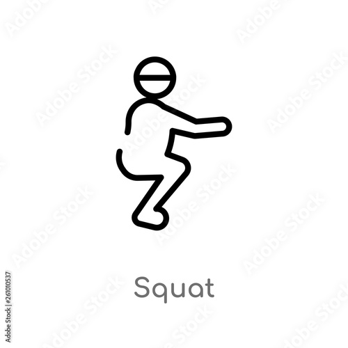 outline squat vector icon. isolated black simple line element illustration from sports concept. editable vector stroke squat icon on white background