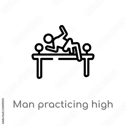 outline man practicing high jump vector icon. isolated black simple line element illustration from sports concept. editable vector stroke man practicing high jump icon on white background