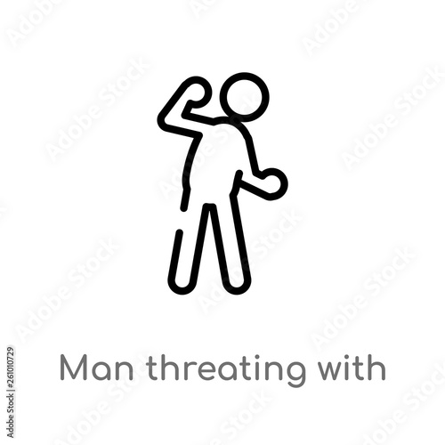 outline man threating with his fist vector icon. isolated black simple line element illustration from sports concept. editable vector stroke man threating with his fist icon on white background