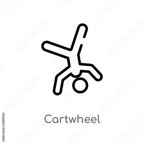 outline cartwheel vector icon. isolated black simple line element illustration from sports concept. editable vector stroke cartwheel icon on white background