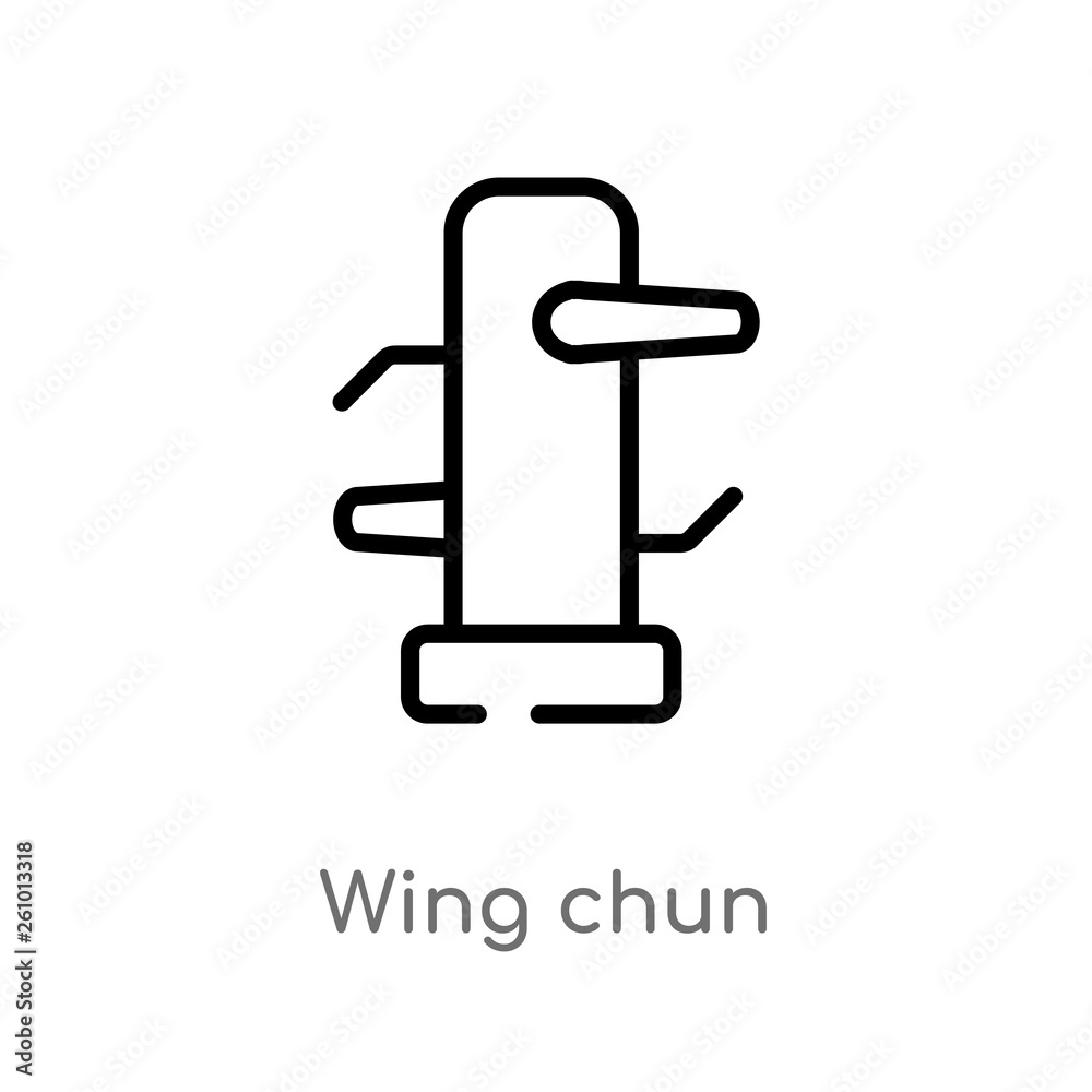 outline wing chun vector icon. isolated black simple line element illustration from sports and competition concept. editable vector stroke wing chun icon on white background