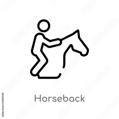 outline horseback vector icon. isolated black simple line element illustration from sports and competition concept. editable vector stroke horseback icon on white background