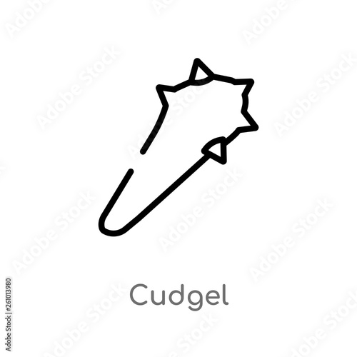 outline cudgel vector icon. isolated black simple line element illustration from stone age concept. editable vector stroke cudgel icon on white background