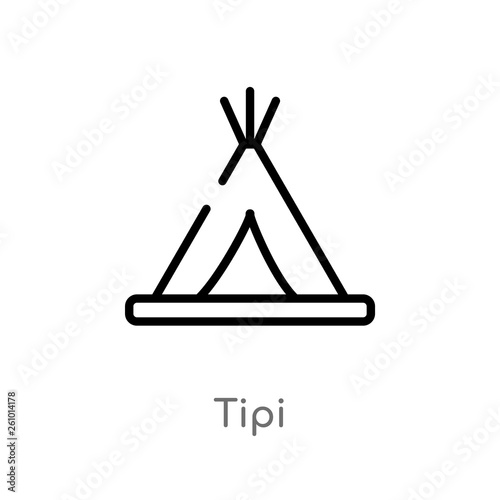 outline tipi vector icon. isolated black simple line element illustration from stone age concept. editable vector stroke tipi icon on white background