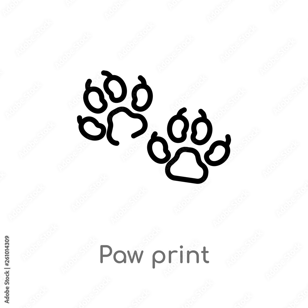 outline paw print vector icon. isolated black simple line element illustration from stone age concept. editable vector stroke paw print icon on white background outline paw print vector icon. isolated black simple line element illustration from stone age concept. editable vector stroke paw print icon on white background