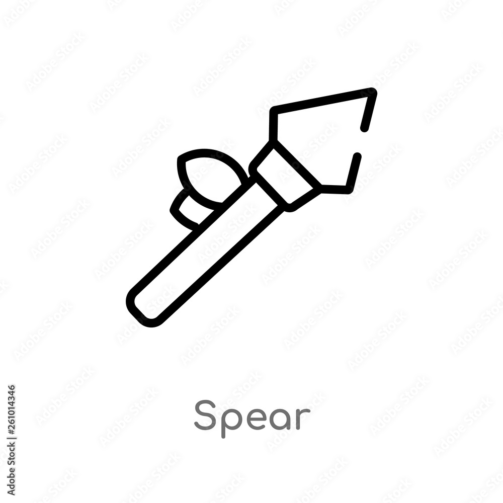 outline spear vector icon. isolated black simple line element illustration from stone age concept. editable vector stroke spear icon on white background outline spear vector icon. isolated black simple line element illustration from stone age concept. editable vector stroke spear icon on white background