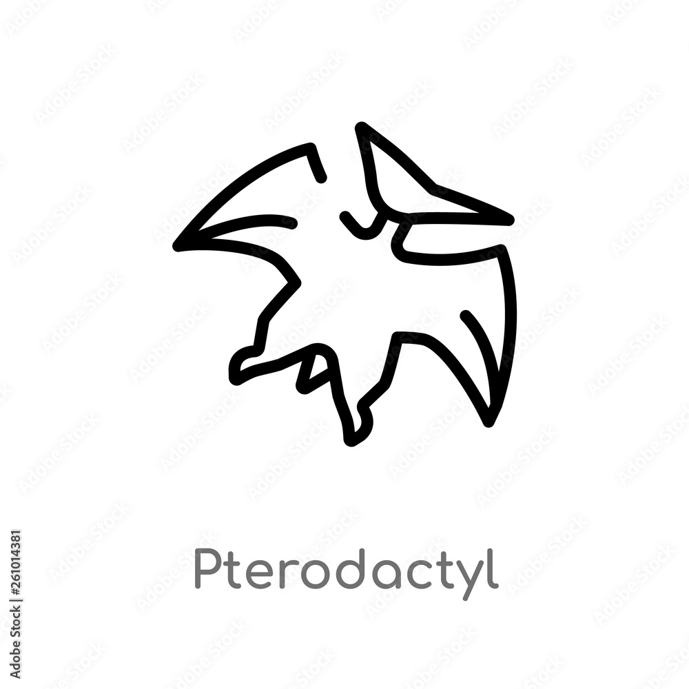 outline pterodactyl vector icon. isolated black simple line element illustration from stone age concept. editable vector stroke pterodactyl icon on white background outline pterodactyl vector icon. isolated black simple line element illustration from stone age concept. editable vector stroke pterodactyl icon on white background