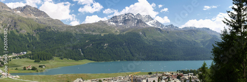 Panorama of the lake between the Engadine mountains