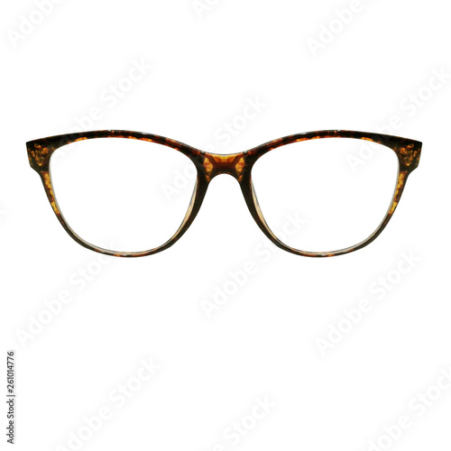 Fashion glasses style plastic-framed on white background. Spectacles. photo