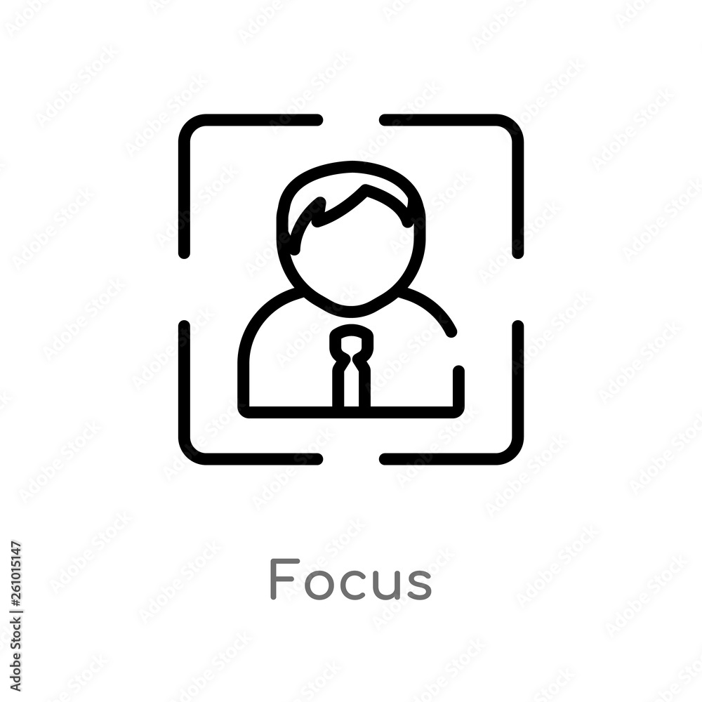 outline focus vector icon. isolated black simple line element illustration from strategy concept. editable vector stroke focus icon on white background outline focus vector icon. isolated black simple line element illustration from strategy concept. editable vector stroke focus icon on white background