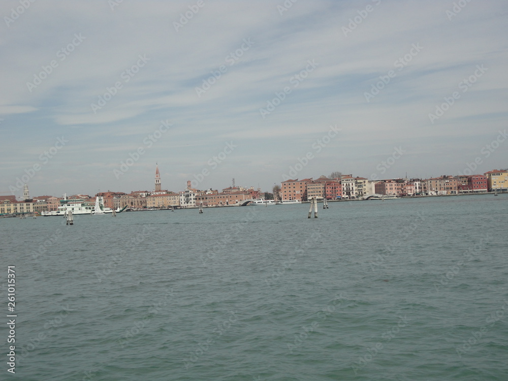 View from the sea to Venice