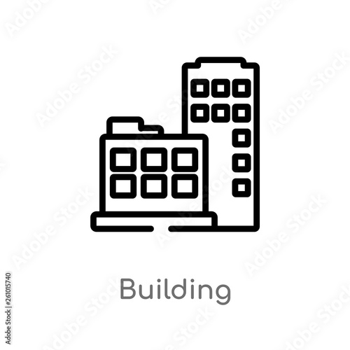 outline building vector icon. isolated black simple line element illustration from strategy concept. editable vector stroke building icon on white background