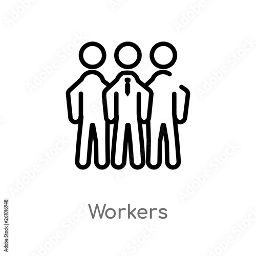 outline workers vector icon. isolated black simple line element illustration from strategy concept. editable vector stroke workers icon on white background