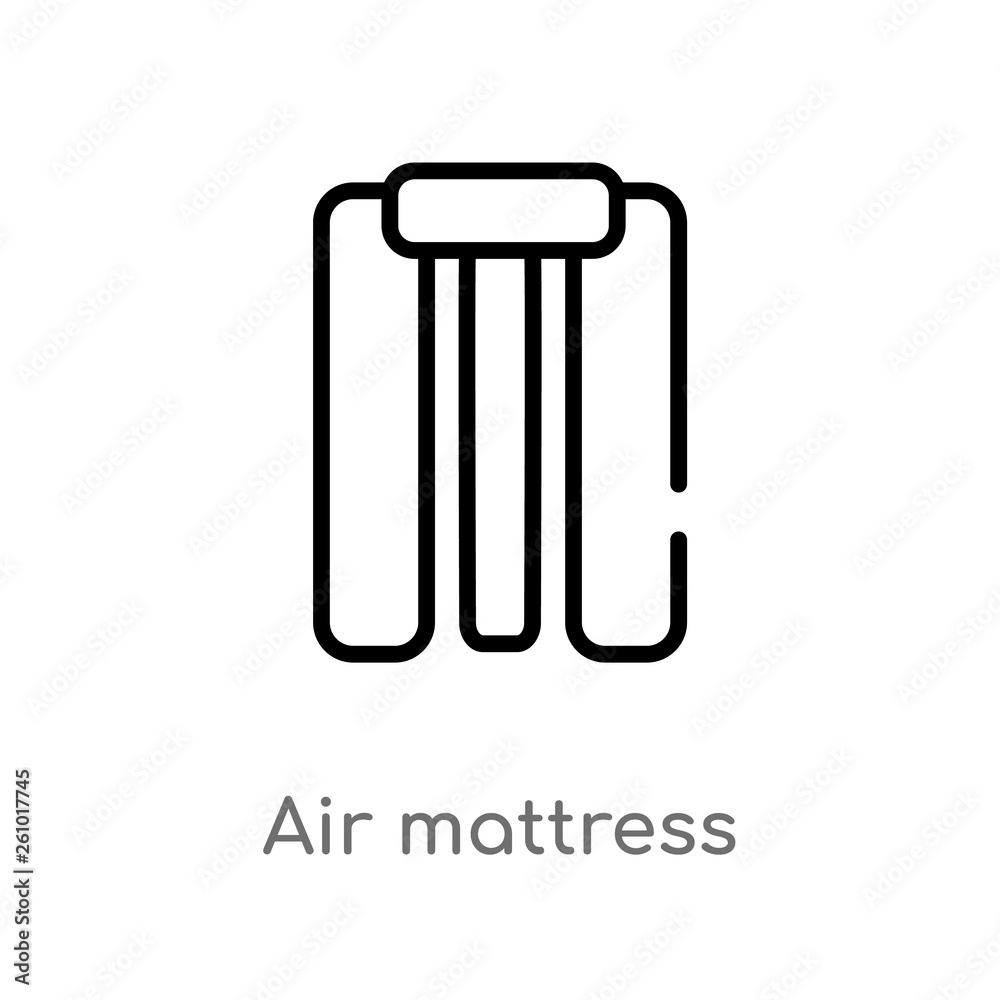 outline air mattress vector icon. isolated black simple line element illustration from summer concept. editable vector stroke air mattress icon on white background outline air mattress vector icon. isolated black simple line element illustration from summer concept. editable vector stroke air mattress icon on white background