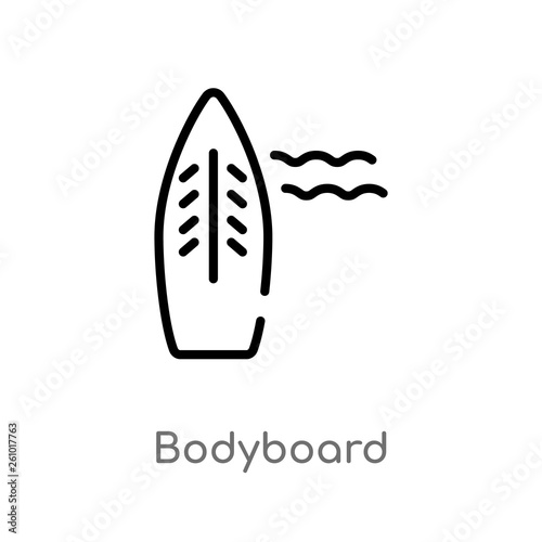 outline bodyboard vector icon. isolated black simple line element illustration from summer concept. editable vector stroke bodyboard icon on white background