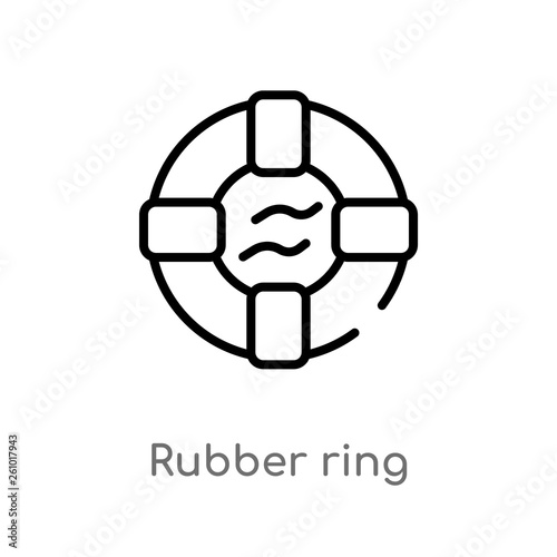 outline rubber ring vector icon. isolated black simple line element illustration from summer concept. editable vector stroke rubber ring icon on white background