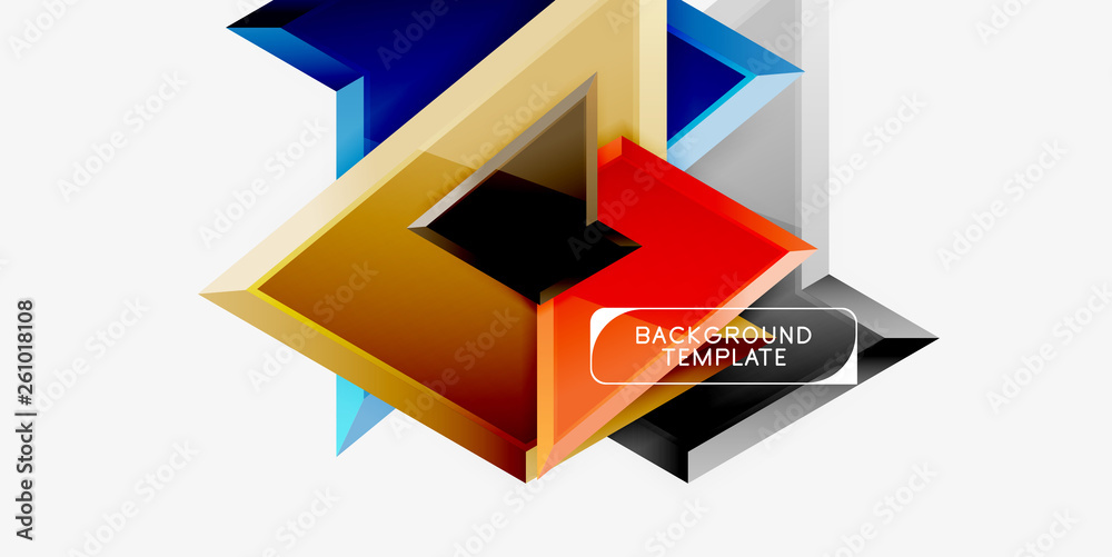 Minimal geometrical triangles with 3d effect abstract background template