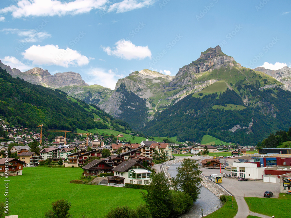 small town in the alpine green
