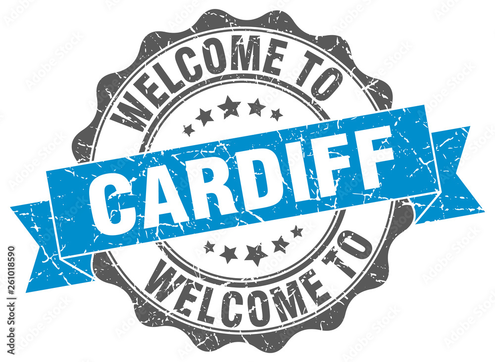 Fototapeta premium Cardiff round ribbon seal