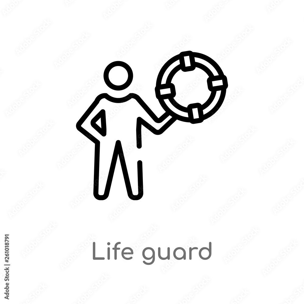 outline life guard vector icon. isolated black simple line element illustration from summer concept. editable vector stroke life guard icon on white background outline life guard vector icon. isolated black simple line element illustration from summer concept. editable vector stroke life guard icon on white background