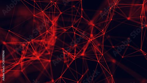 Big data visualization. Abstract background with connecting dots and lines. 3D rendering. High resolution.