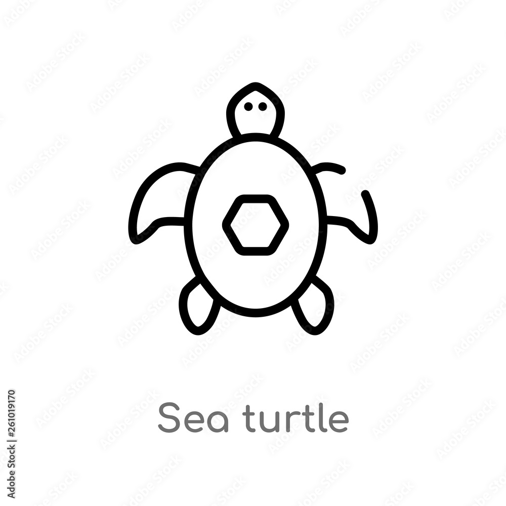 Obraz premium outline sea turtle vector icon. isolated black simple line element illustration from summer concept. editable vector stroke sea turtle icon on white background