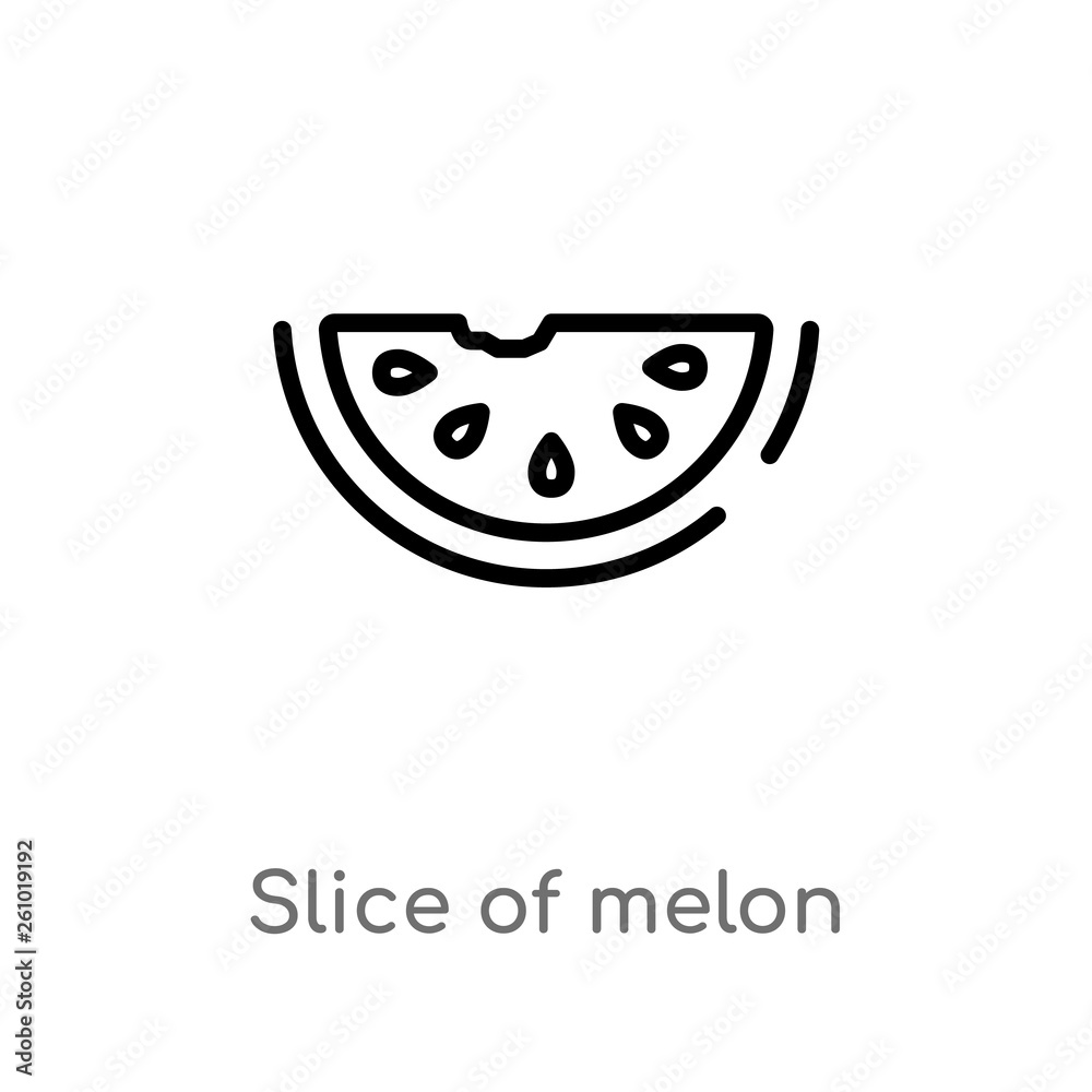 outline slice of melon vector icon. isolated black simple line element illustration from summer concept. editable vector stroke slice of melon icon on white background outline slice of melon vector icon. isolated black simple line element illustration from summer concept. editable vector stroke slice of melon icon on white background
