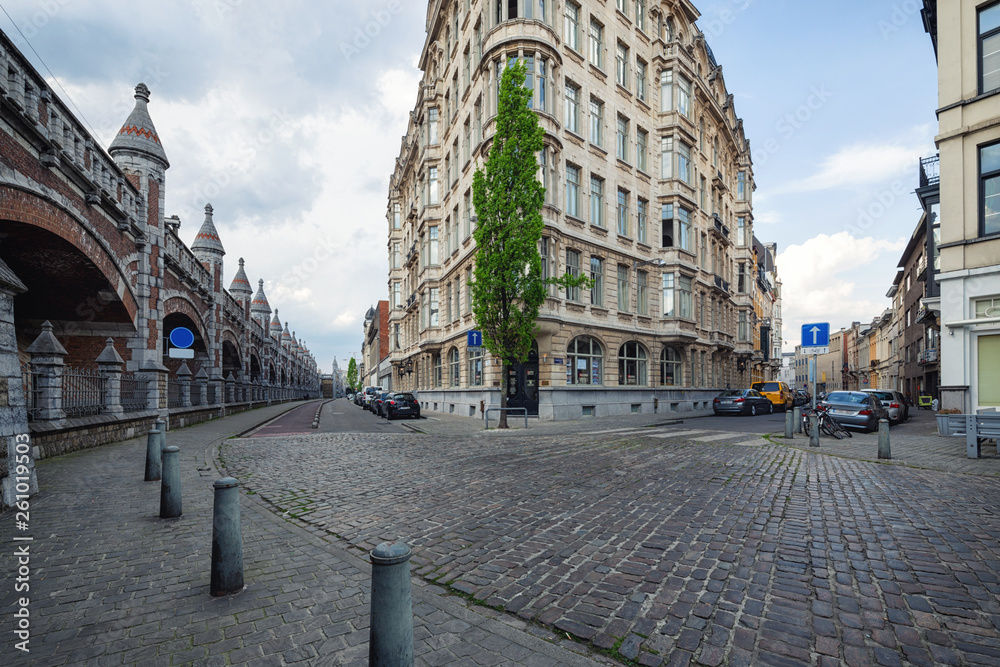 of  street scene in Zurenborg  district, Antwerpen, Belgium.