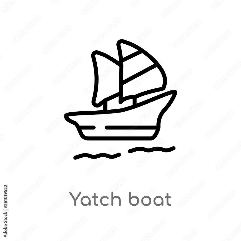 outline yatch boat vector icon. isolated black simple line element illustration from summer concept. editable vector stroke yatch boat icon on white background